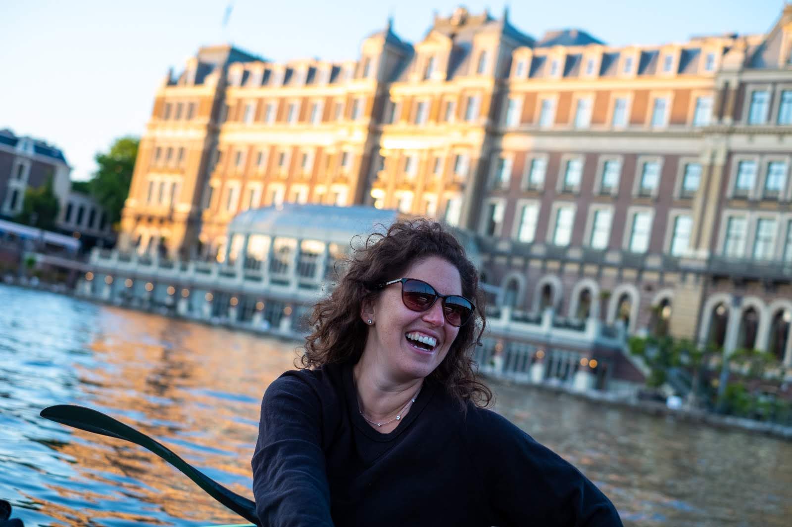 Alexa kayaking on the Amsterdam canals