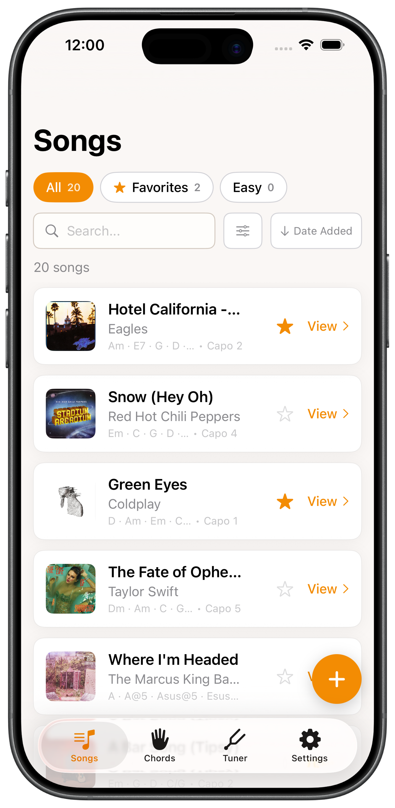 Fret Not song list screen